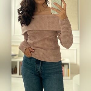 H&M Dusty Pink Off-Shoulder Sweater